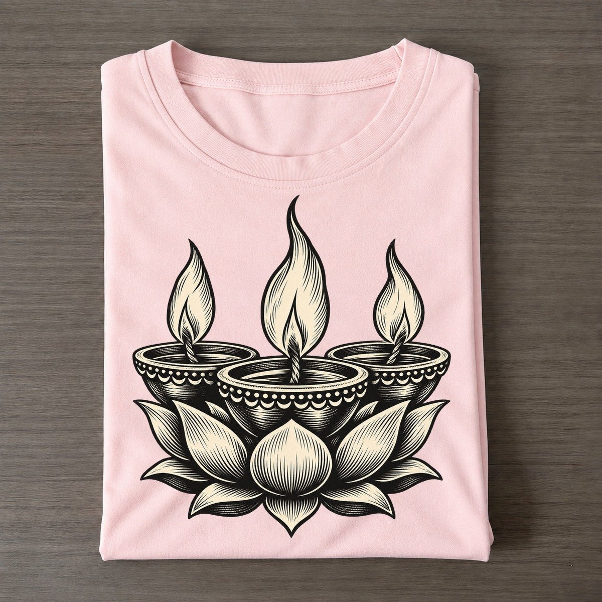 Hindu Diwali Diya Cluster World Faiths Ink Figures Classic T-shirt – Pink