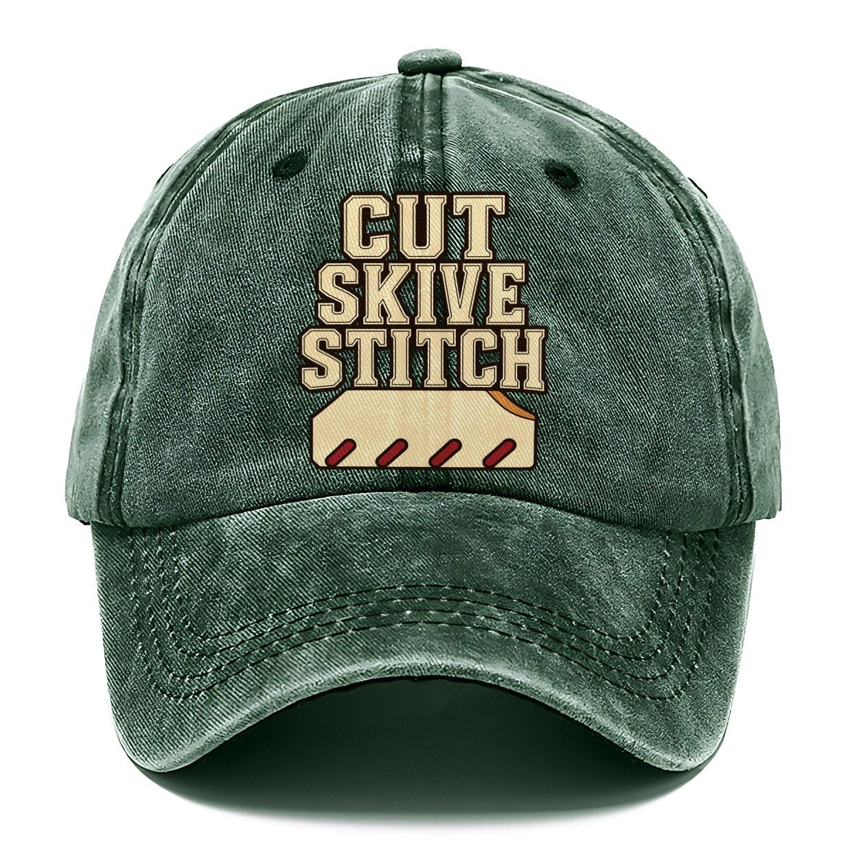 Cut Skive Stitch Leathercraft Classic Cap – Forest Mist