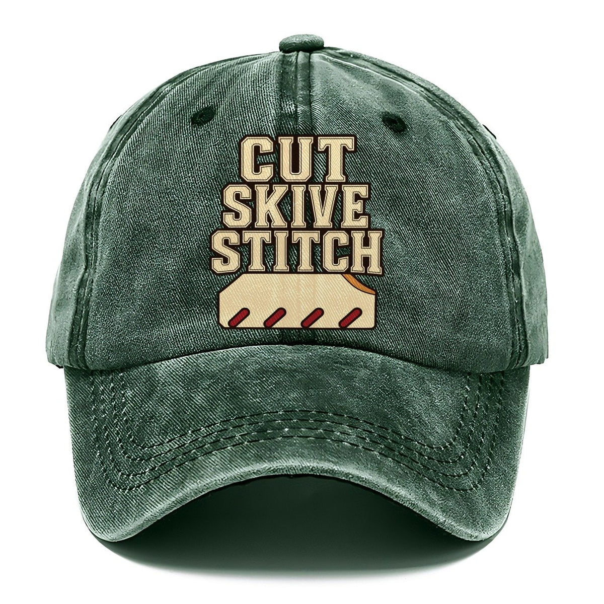 Cut Skive Stitch Leathercraft Classic Cap – Forest Mist