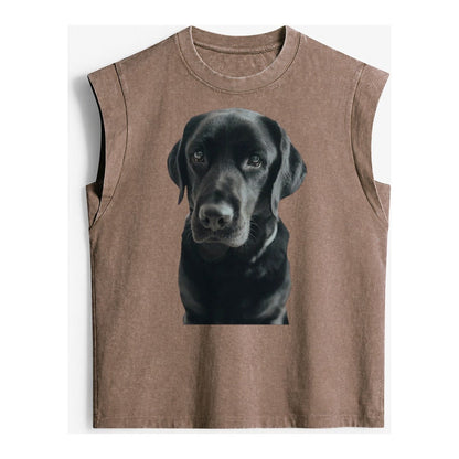 Black Labrador Vintage Washed Tank – Brown