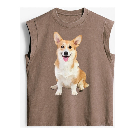 Welsh Corgi Owner Owner Vintage Washed Tank – Brown
