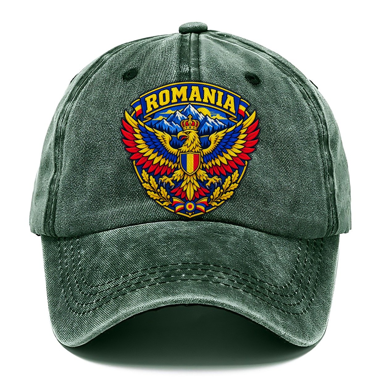 Romania Retro Badge Country Logos Classic Cap – Forest Mist