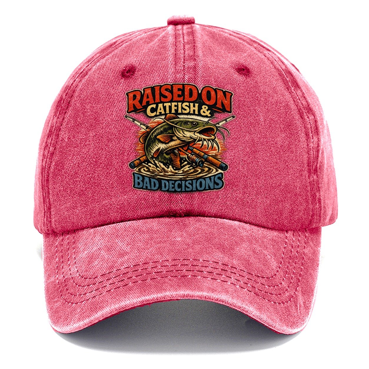 Raised On Catfish And Bad Decisions Classic Cap – Pomegranate Blush