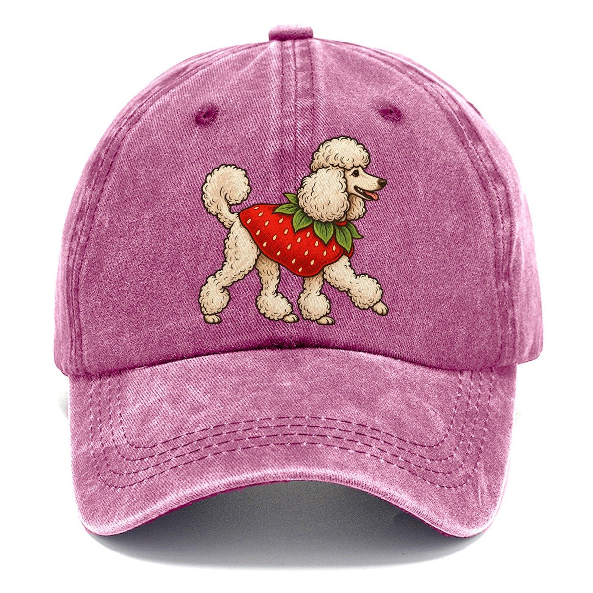 One Standard Poodle In Halloween Costume Strawberry Costume With A Green Leafy Collar Halloween Dog Parade Classic Cap – Dusty Rose