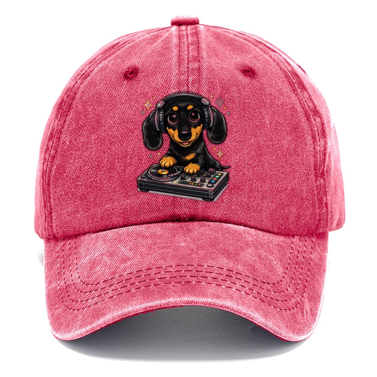 Dachshund Dj Turntable Mix Classic Cap – Pomegranate Blush