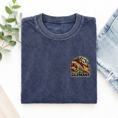 Germany Country Pride Left Chest Vintage T-shirt – Blue