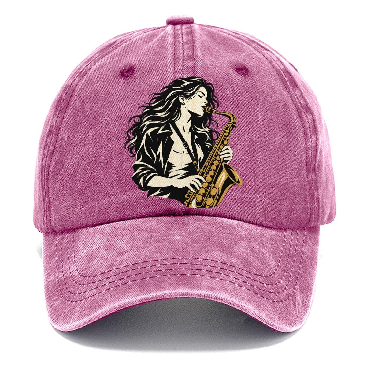 Woman Playing Saxophone Classic Cap – Dusty Rose