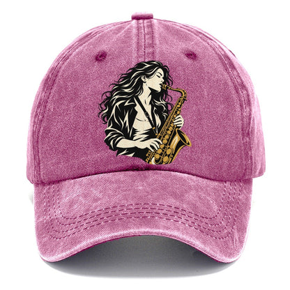 Woman Playing Saxophone Classic Cap – Dusty Rose
