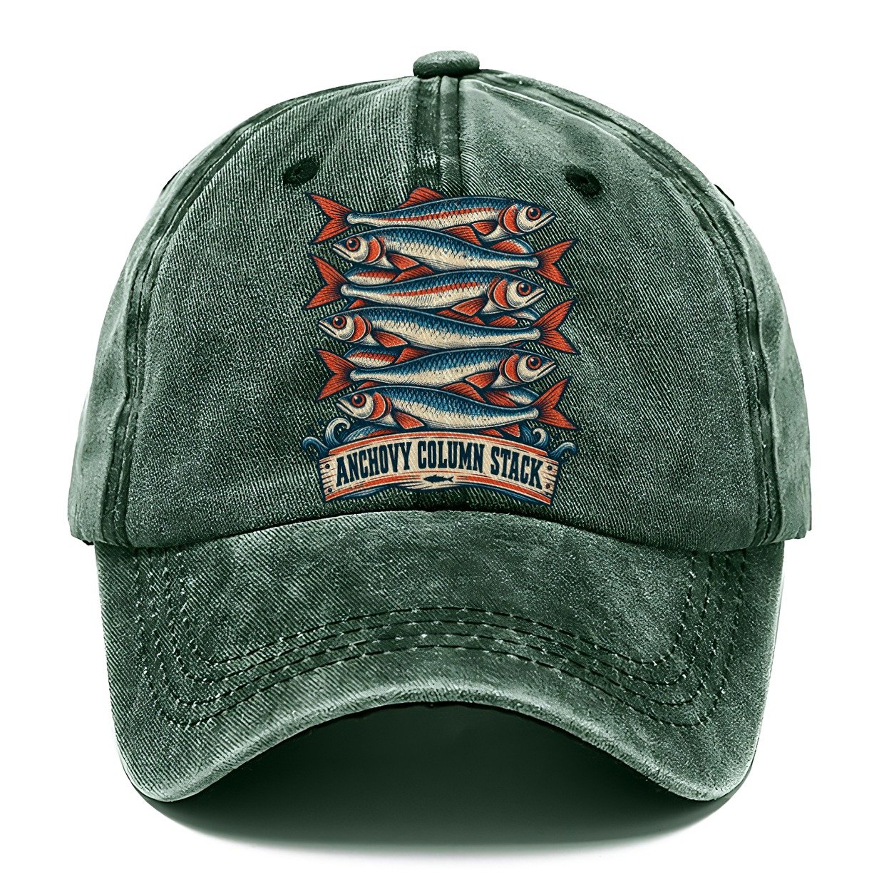 Anchovy Column Stack Fishing Club Classic Cap – Forest Mist