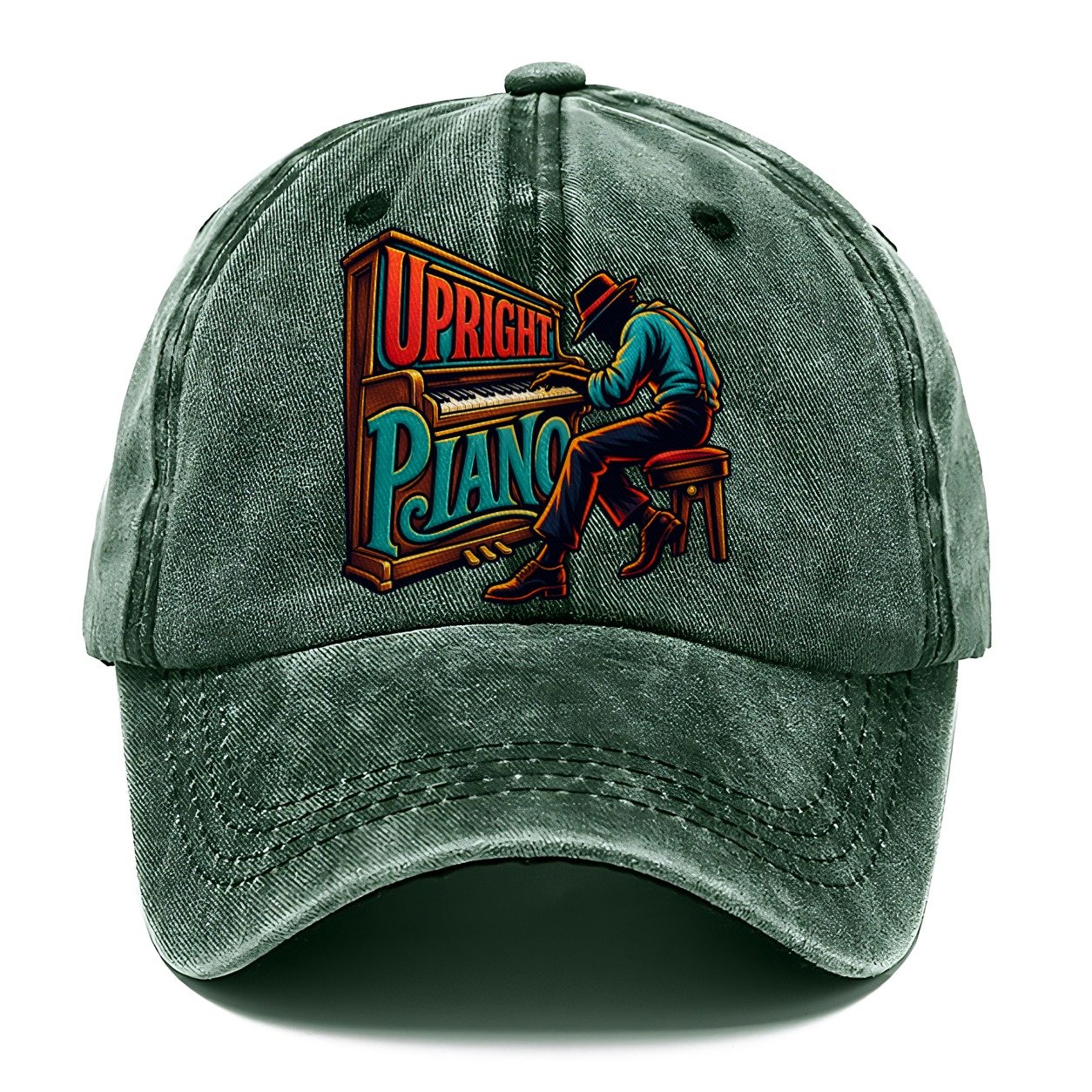 Upright Piano Wordmark Music Instruments Classic Cap – Forest Mist