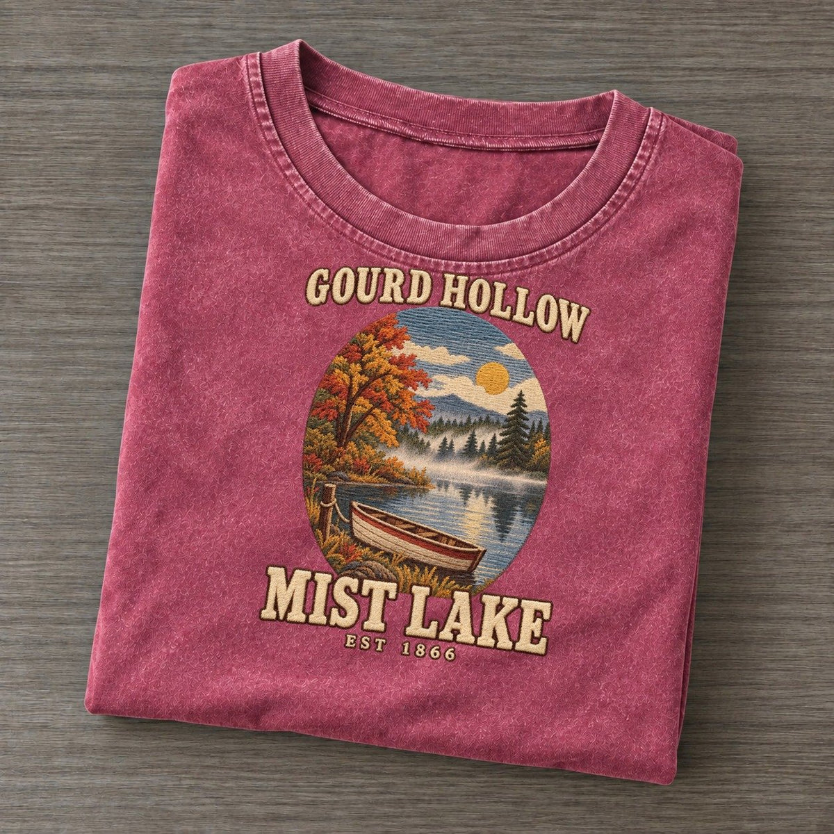 Mist Lake Gourd Hollow Vintage T-shirt – Raspberry