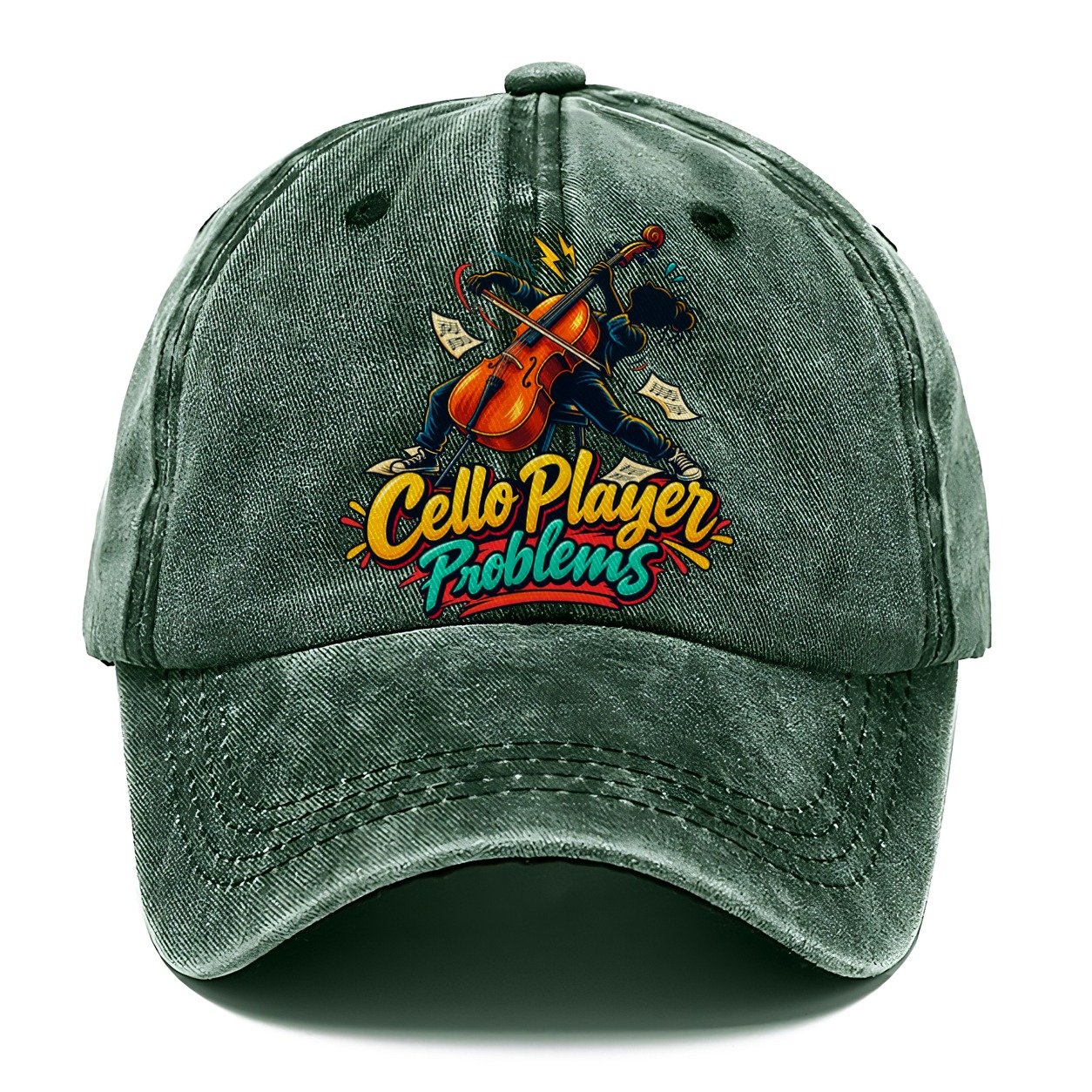 Cello Player Problems Music Instruments Classic Cap – Forest Mist