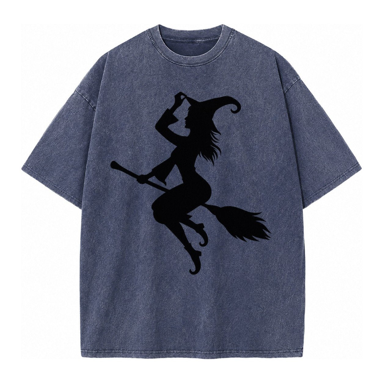 202308151409 Witch On Broom 4 Vintage T-shirt – Blue