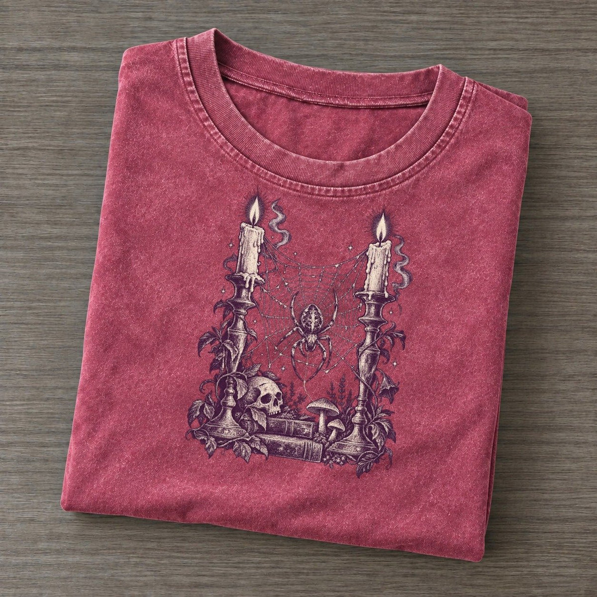 Spider Candlesticks Midnight Haunt Vintage T-shirt – Raspberry