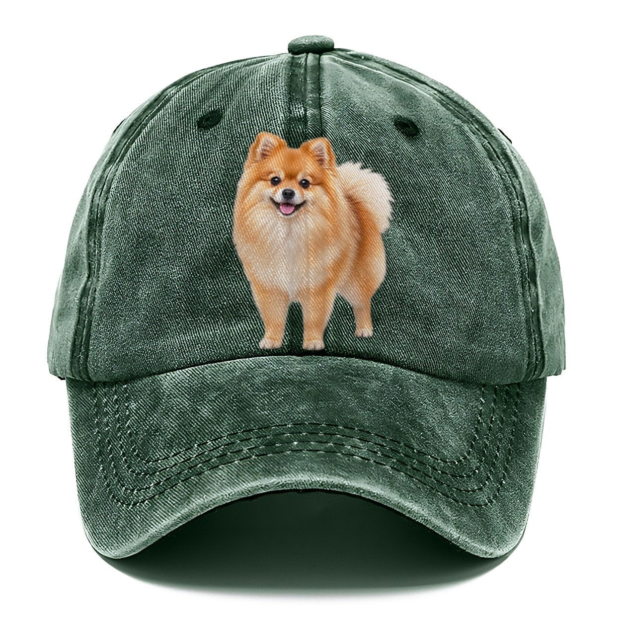 Pomeranian Standing Top Breeds Classic Cap – Forest Mist