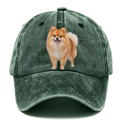 Pomeranian Standing Top Breeds Classic Cap – Forest Mist