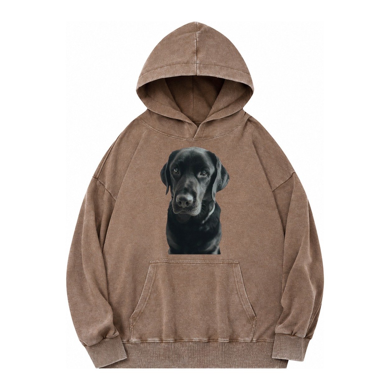 Black Labrador Vintage Washed Hoodie – Brown