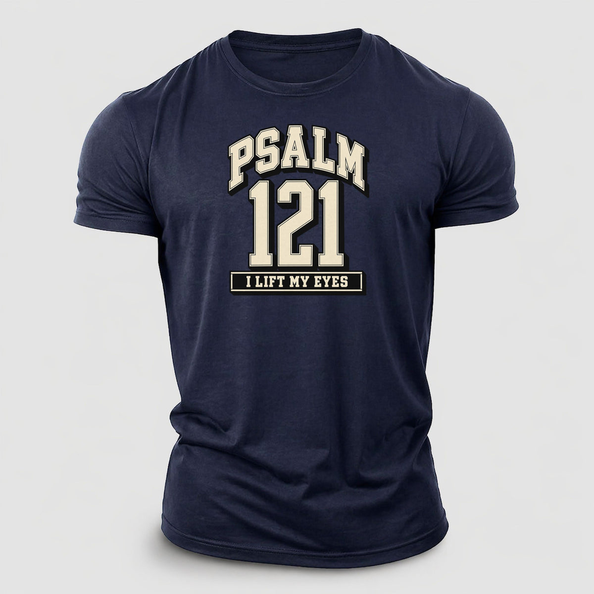 Psalm 121 Varsity Chapel Varsity Cotton T-Shirt – Navy