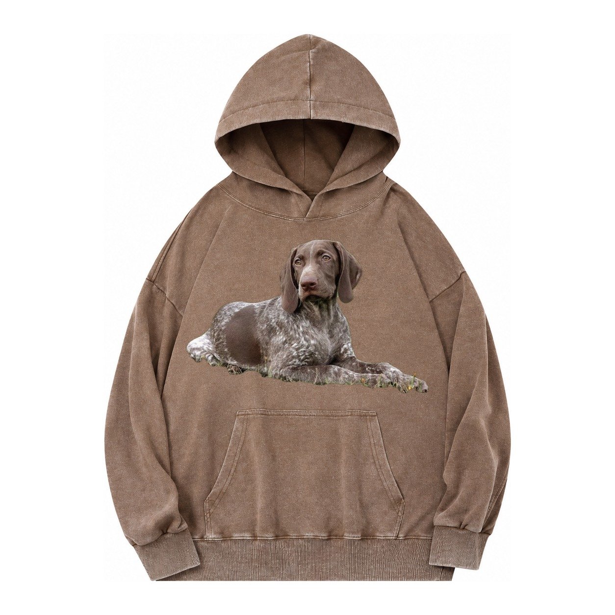 German Shorthaired Pointer 2 Vintage Washed Hoodie – Brown