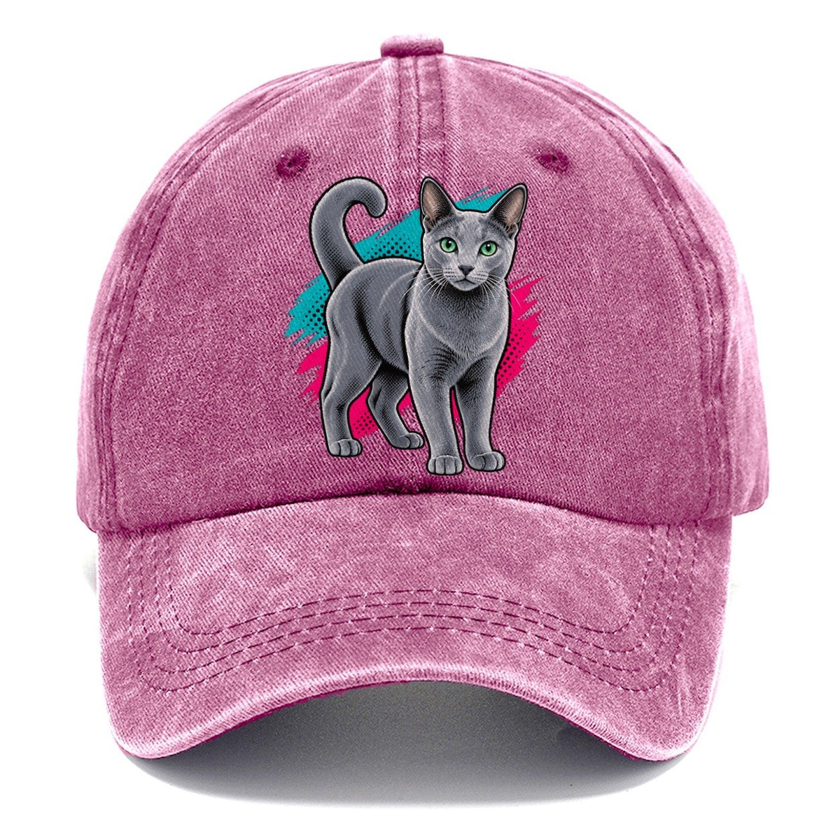 Pop Art Russian Blue Cat Standing Three Quarter Classic Cap – Dusty Rose