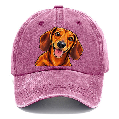 Happy Dachshund Portrait Classic Cap – Dusty Rose