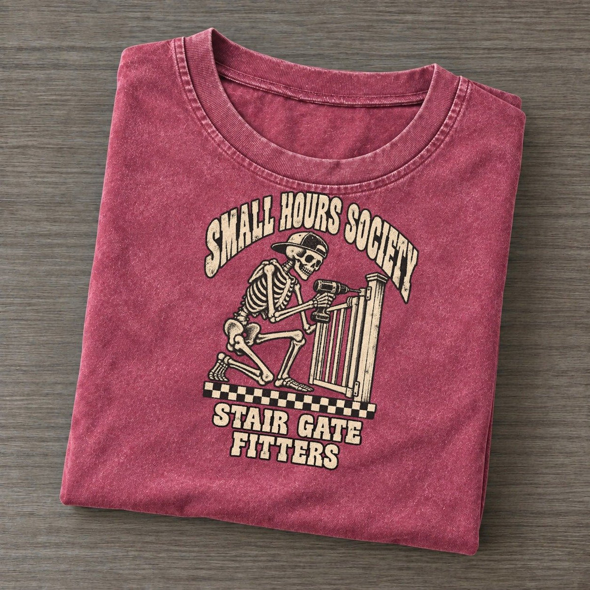 Gate Builder Small Hours Society Vintage T-shirt – Raspberry