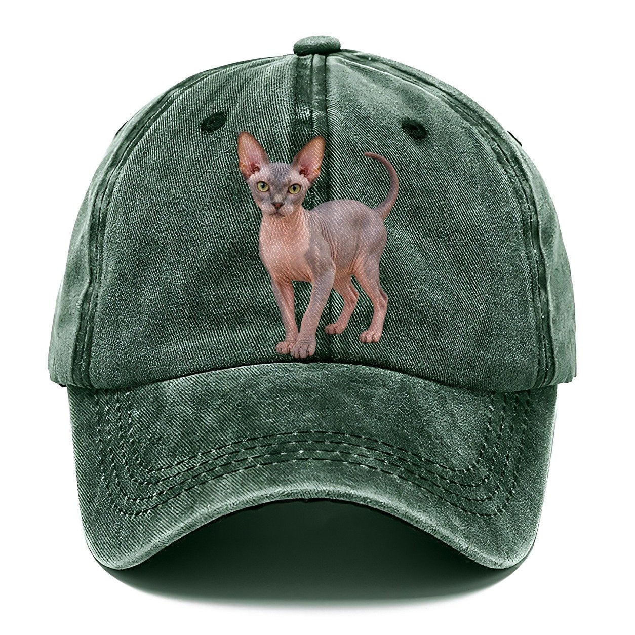 Sphynx Standing Three Quarter Realistic Cat Portrait Classic Cap – Forest Mist