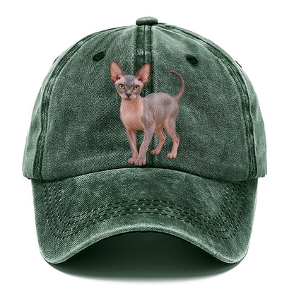 Sphynx Standing Three Quarter Realistic Cat Portrait Classic Cap – Forest Mist