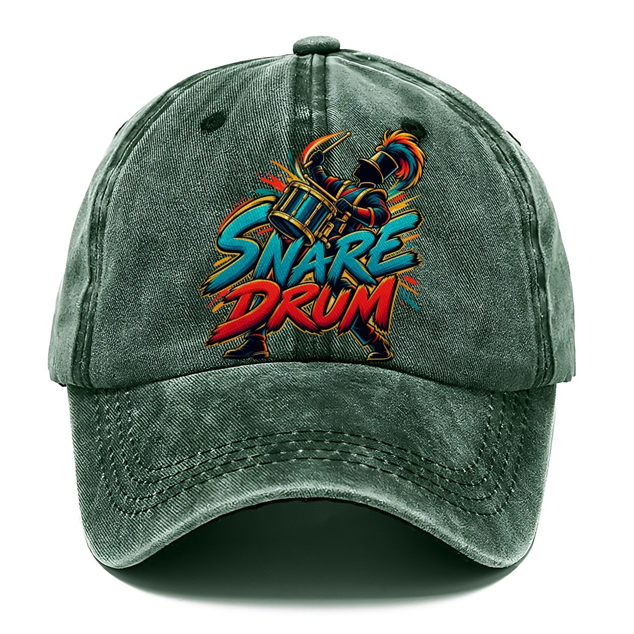 Snare Drum Wordmark Music Instruments Classic Cap – Forest Mist
