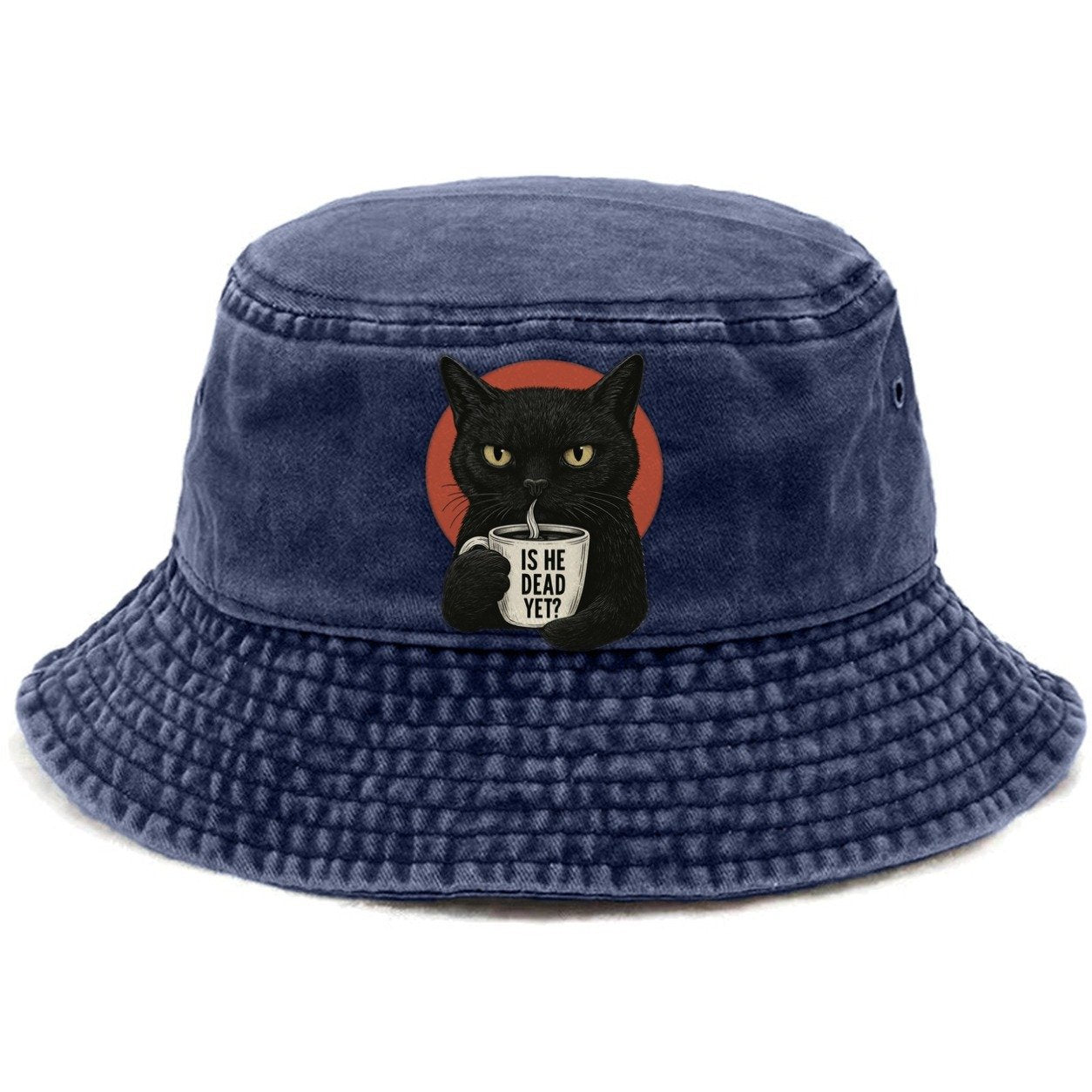 Is He Dead Yet Cat Vintage Bucket Hat – Twilight Navy