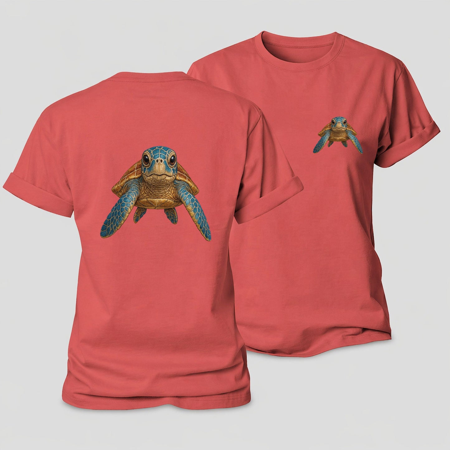 Sea Turtle Serenity Women's Cotton T-Shirt – Coral Red