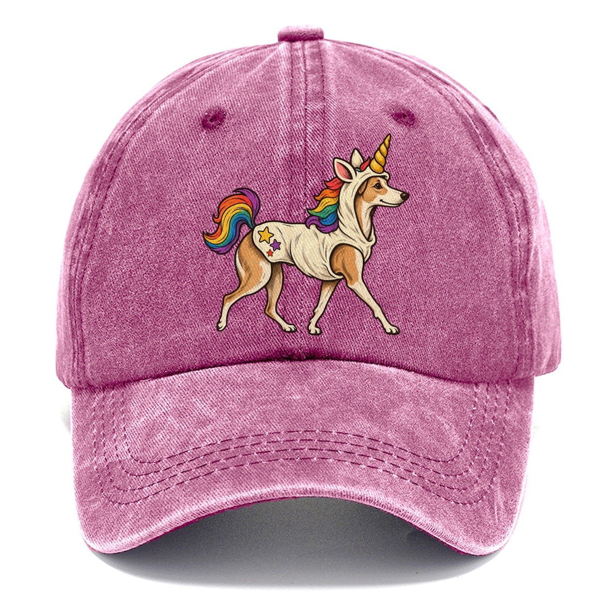 One Whippet In Halloween Costume Unicorn Costume With A Soft Horn And Rainbow Mane Halloween Dog Parade Classic Cap – Dusty Rose