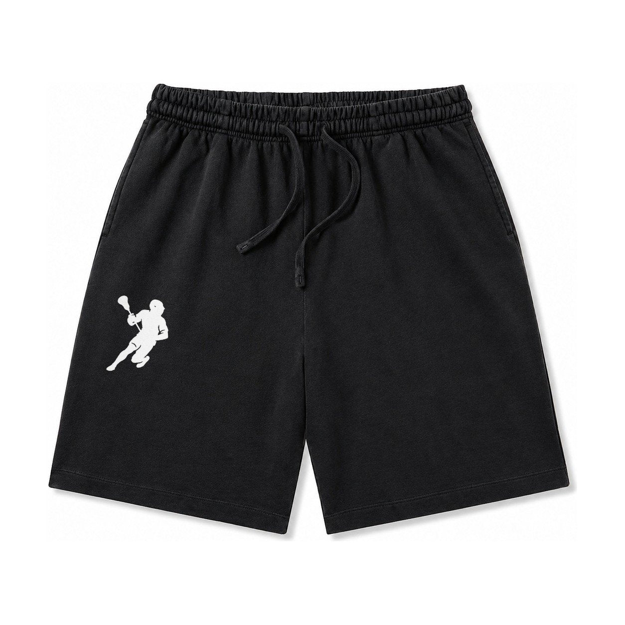 Lacrosse Player Cradling Stick Washed Shorts – Black
