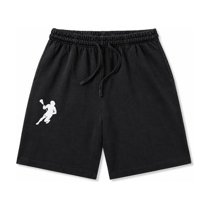 Lacrosse Player Cradling Stick Washed Shorts – Black