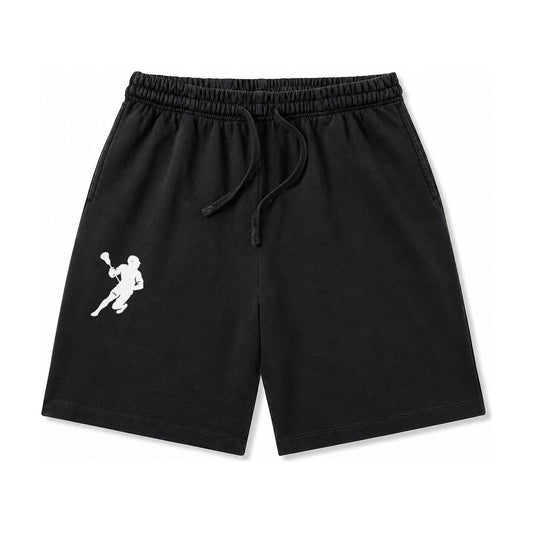 Lacrosse Player Cradling Stick Washed Shorts – Black