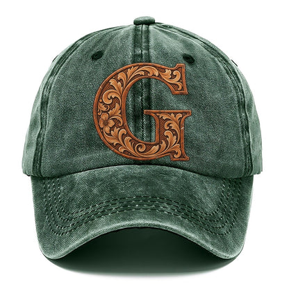 Tooled Leather G Monogram Classic Cap – Forest Mist