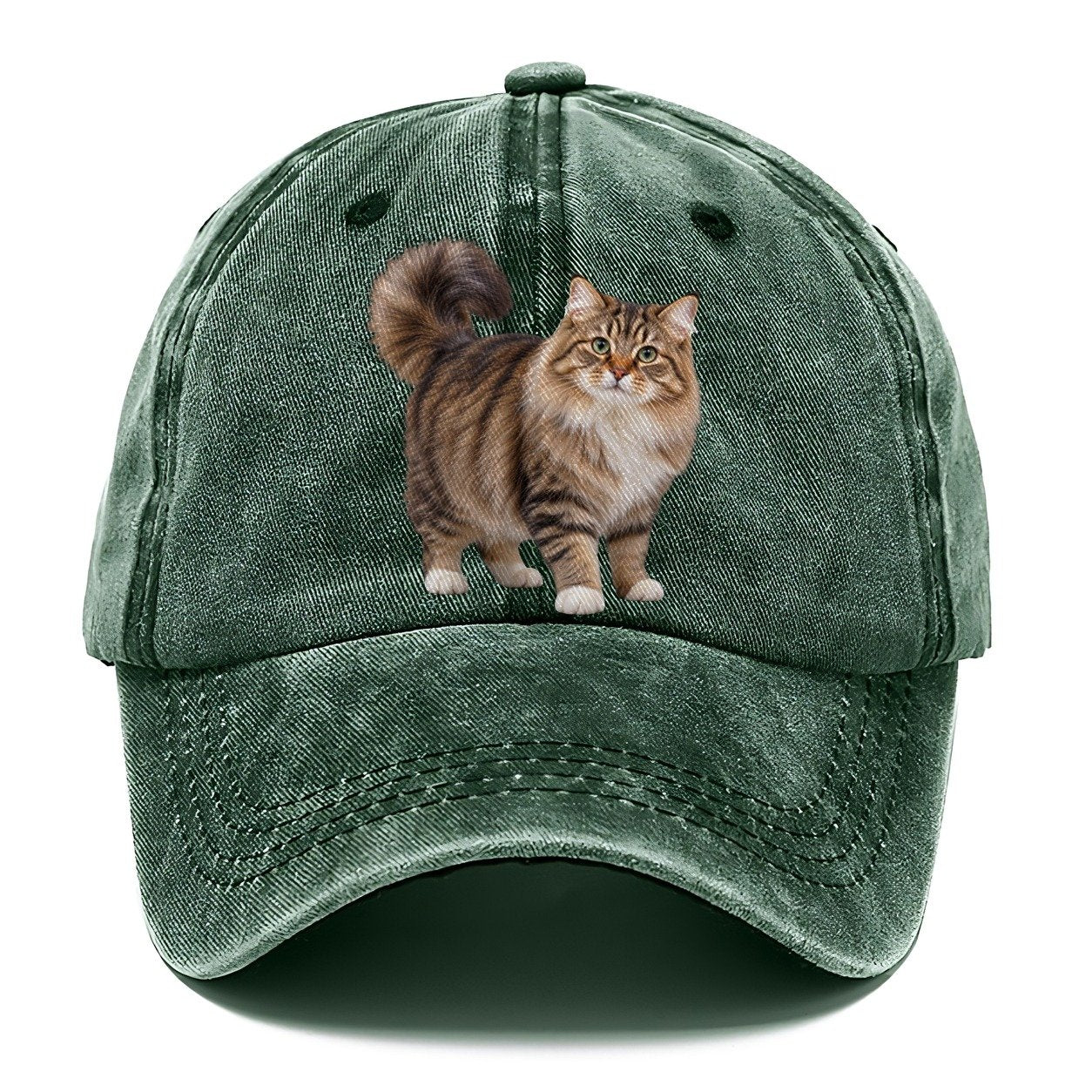 Siberian Standing Three Quarter Realistic Cat Portrait Classic Cap – Forest Mist