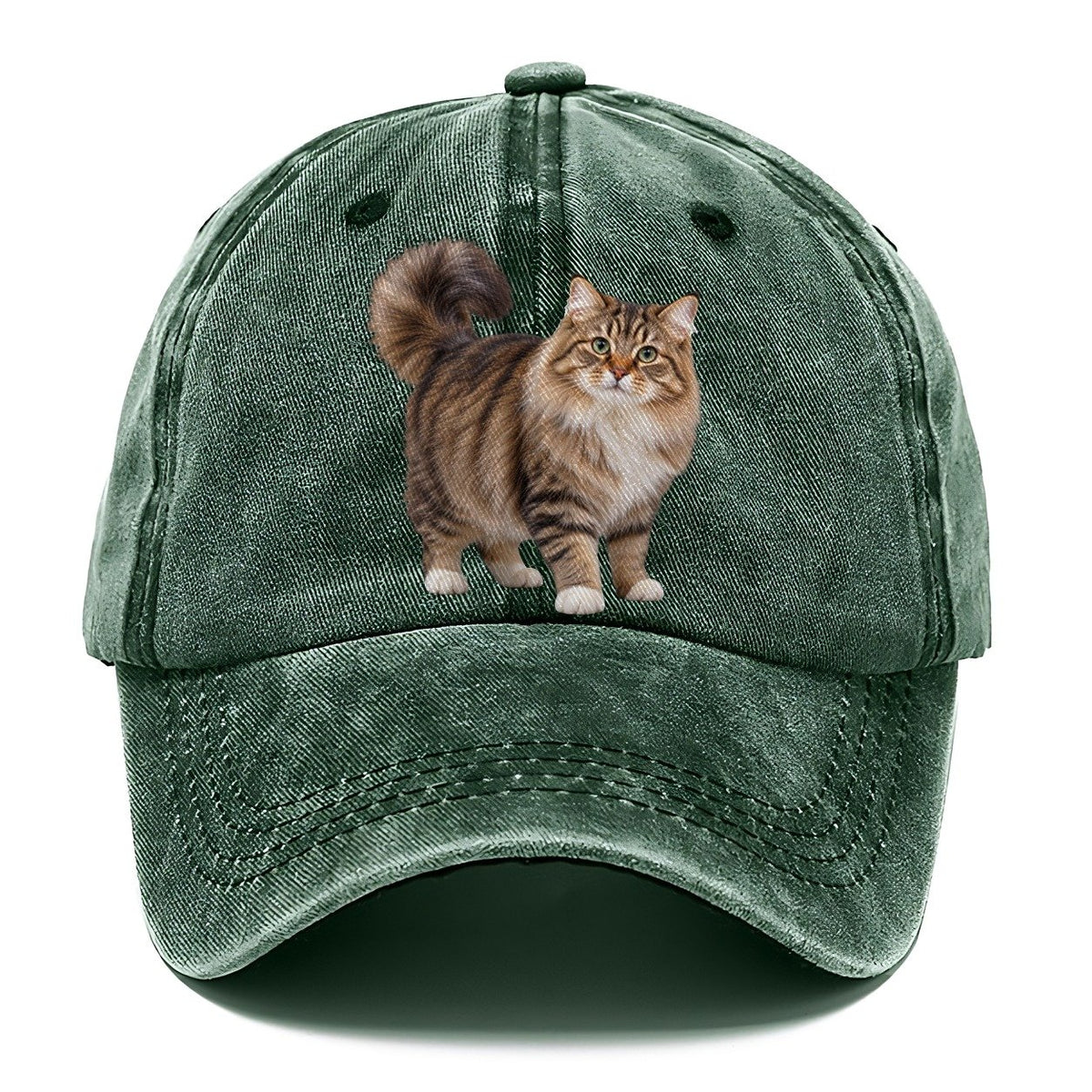 Siberian Standing Three Quarter Realistic Cat Portrait Classic Cap – Forest Mist