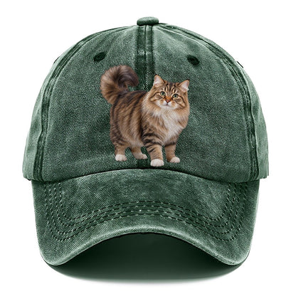Siberian Standing Three Quarter Realistic Cat Portrait Classic Cap – Forest Mist