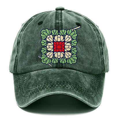 Granny Square Mosaic Yarn Crafts Classic Cap – Forest Mist