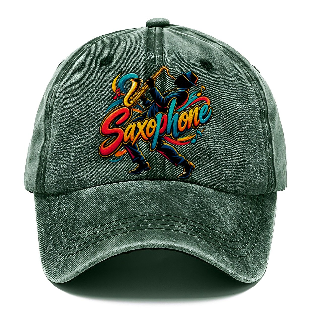 Saxophone Wordmark Music Instruments Classic Cap – Forest Mist