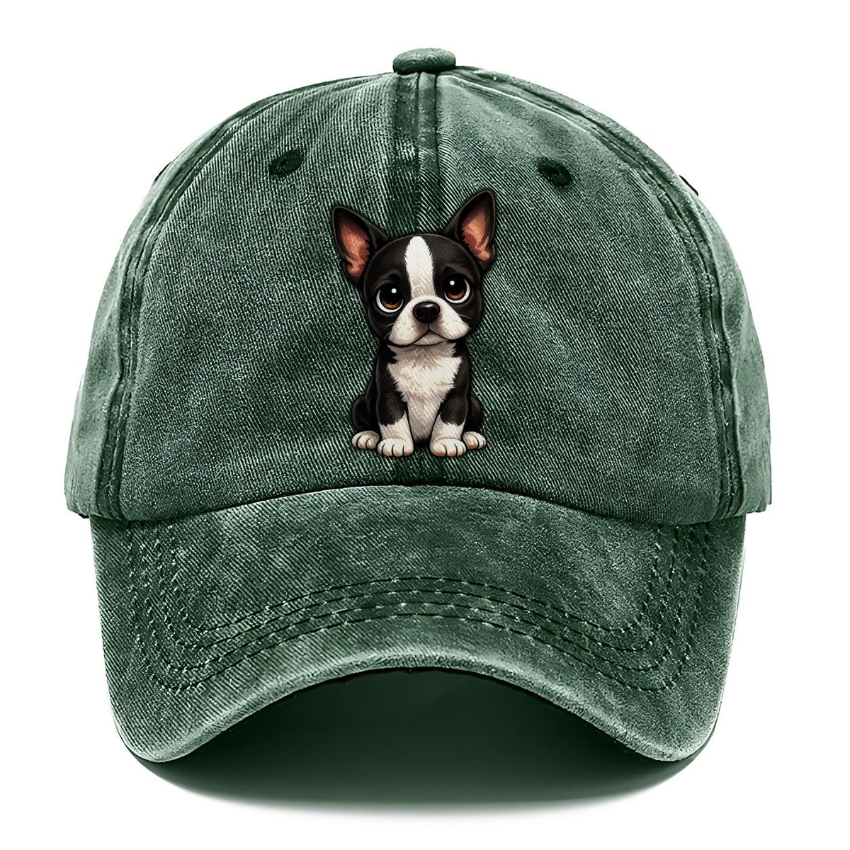 Boston Terrier Sitting Sweetheart Classic Cap – Forest Mist