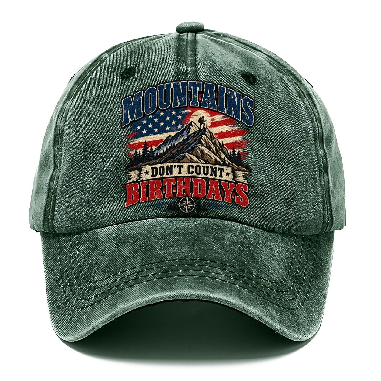 Mountains Don T Count Birthdays Old Man Strong Classic Cap – Forest Mist