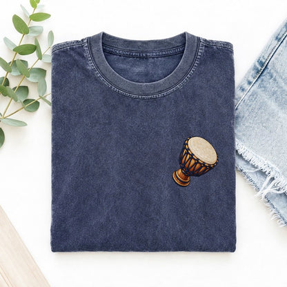 Djembe Rope Goblet Left Chest Thread Signatures II Left Chest Vintage T-shirt – Blue
