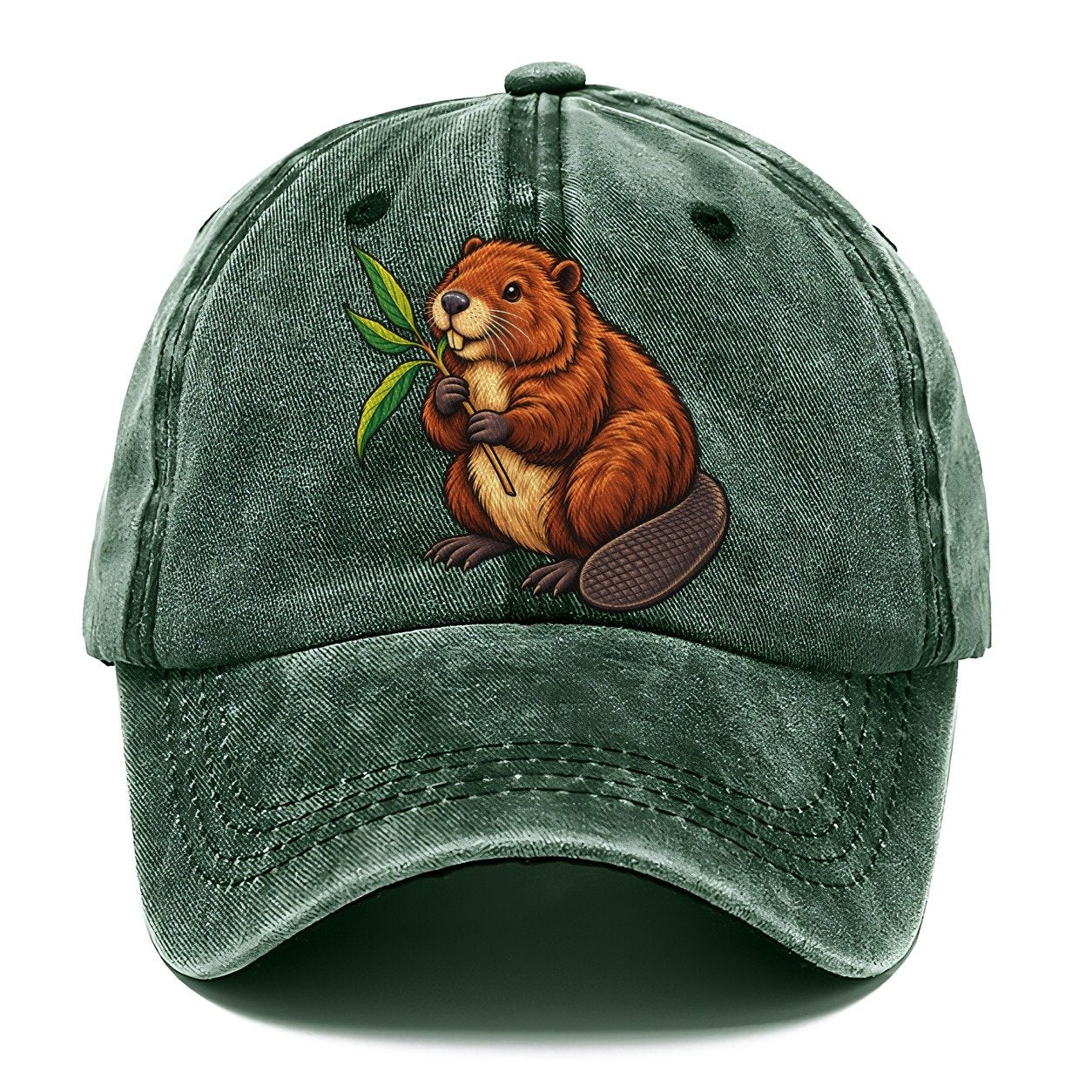 North American Beaver And Willow Sprig Canada Cultural Icons Classic Cap – Forest Mist