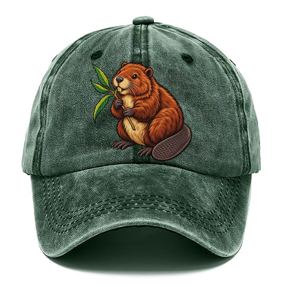 North American Beaver And Willow Sprig Canada Cultural Icons Classic Cap – Forest Mist