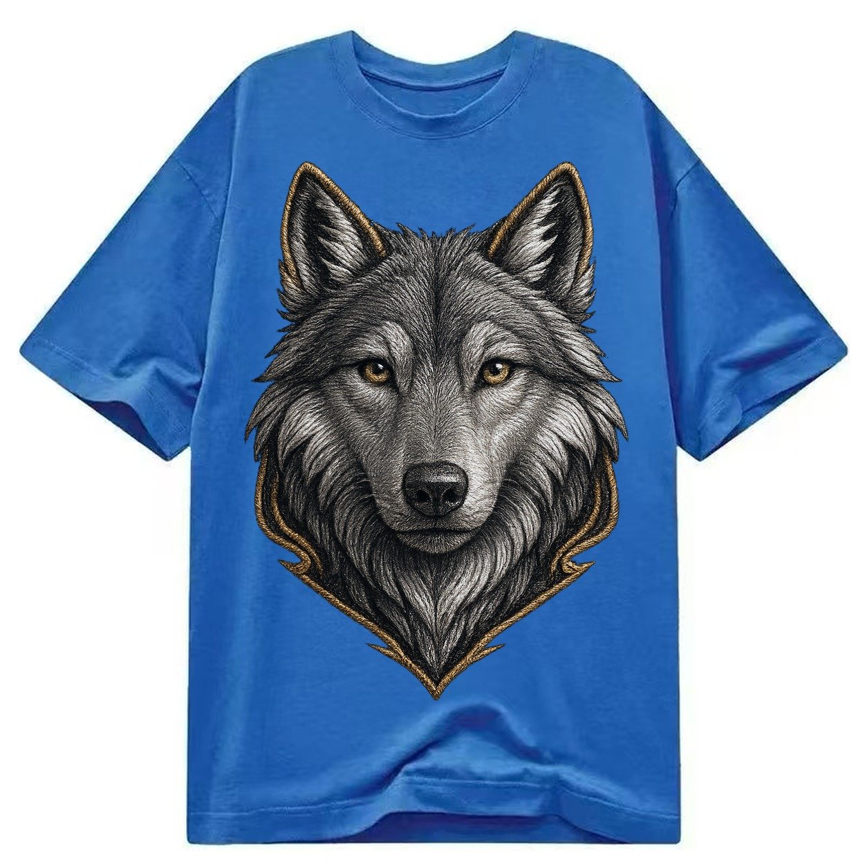 Wolf Totem Spirit Animal Silver Gray Thread Loyalty And Stre Classic T-shirt – Blue