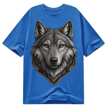 Wolf Totem Spirit Animal Silver Gray Thread Loyalty And Stre Classic T-shirt – Blue