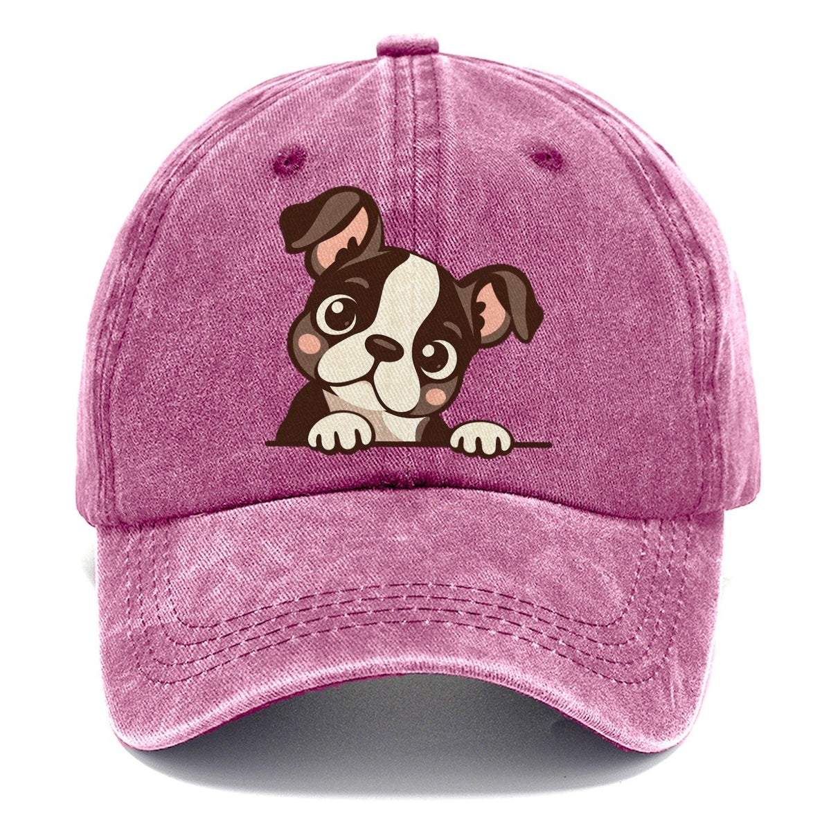 Peeking Boston Terrier Puppy Classic Cap – Dusty Rose