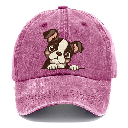 Peeking Boston Terrier Puppy Classic Cap – Dusty Rose